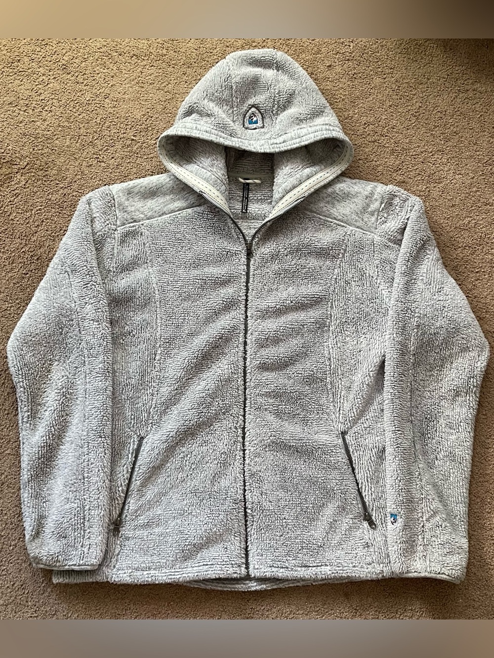 KUHL Dynawool Scuba Jacket Womens XL Sherpa Fleece Zip Up Grey Hoodie